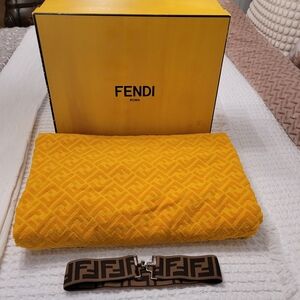 Fendi Authentic Beach Towel / Blanket with Logo Belt